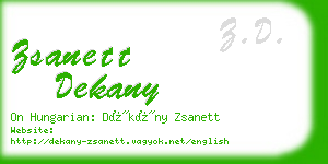 zsanett dekany business card